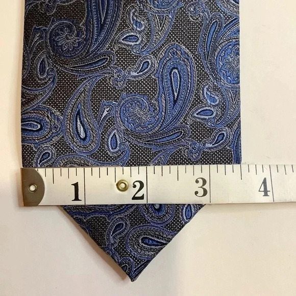 PERRY ELLIS Brown & Blue Paisley Woven Silk Tie - Picture 9 of 11